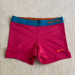 Pink Nike Pro Spandex Shorts